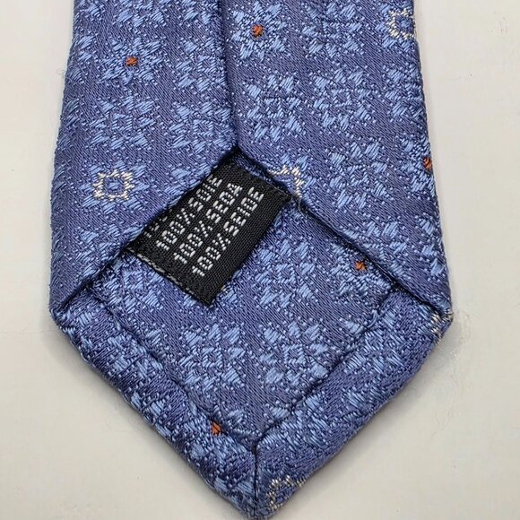 Marc Allen Designer Luxury Men's Blue Geometric 100% Silk Tie Necktie Italy - Picture 6 of 7